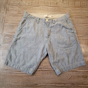 H&M LOGG Womens Shorts 31 Waist Blue Distressed Bermuda Cotton Lightweight